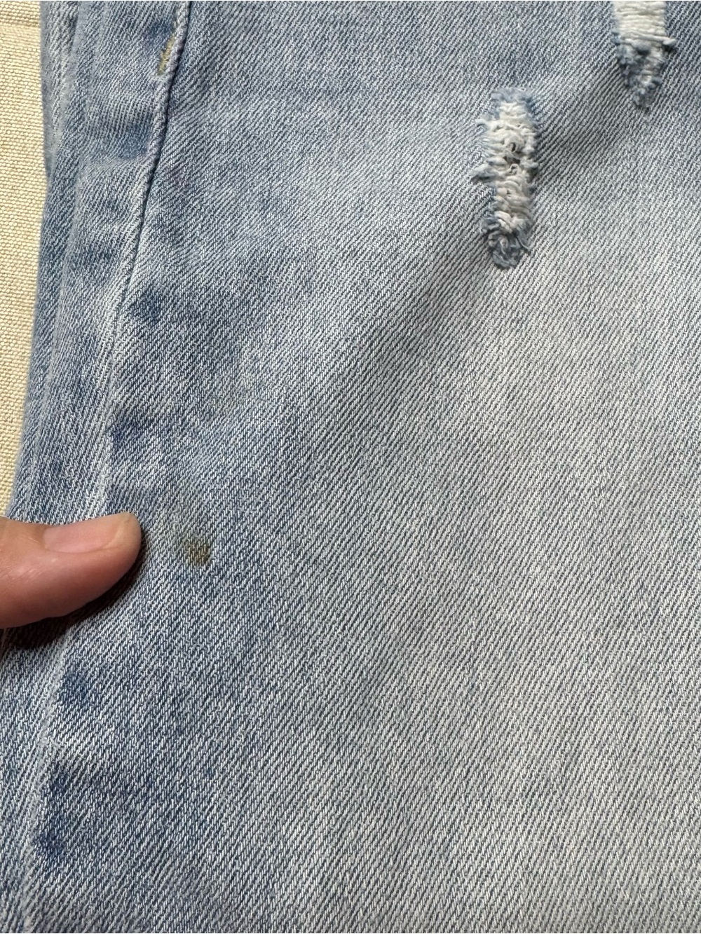 Risen Light Wash Distressed Wide Leg Jeans Raw Hem High Rise Size 5/27 - Picture 11 of 11